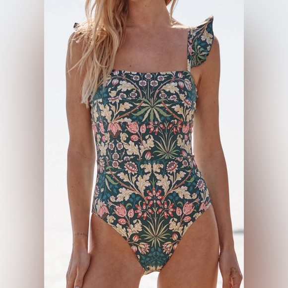 MORRIS & SUMMERSVLT The Ruffle Oasis Hyacinth Sunburst Teal 1 Piece swimsuit; 6 - Picture 8 of 8